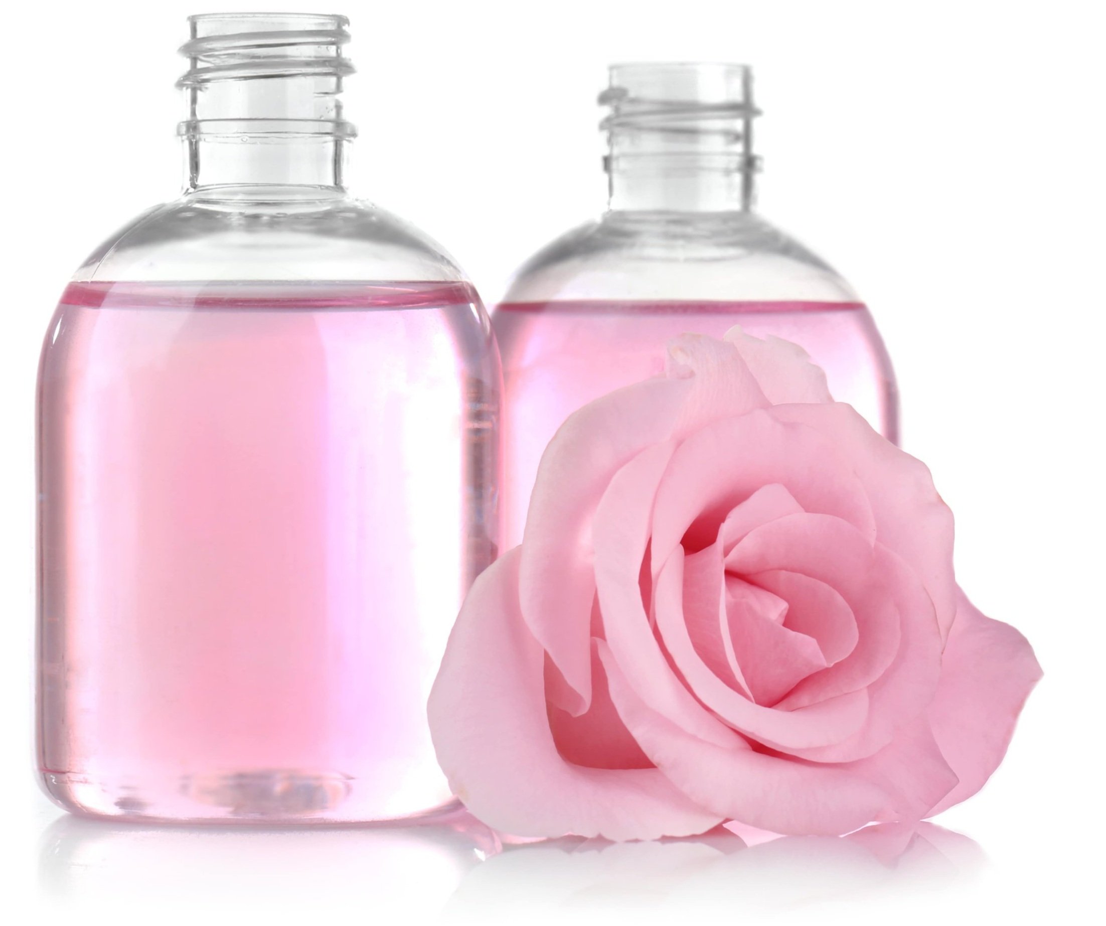 Pink Rose and vials of pink liquid